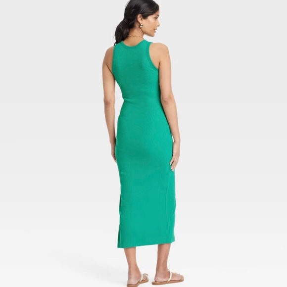 New Women's Maxi Bodycon Dress by Universal Thread Stretch Rib Knit Green Large - Picture 3 of 3